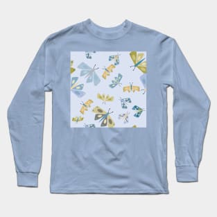 Moth Blue Pastel Colors Long Sleeve T-Shirt